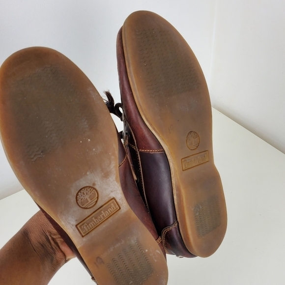 TIMBERLAND Amherst Boat Shoes Leather Flat Brown Classic 2 eye Men Size 8 - Picture 10 of 14